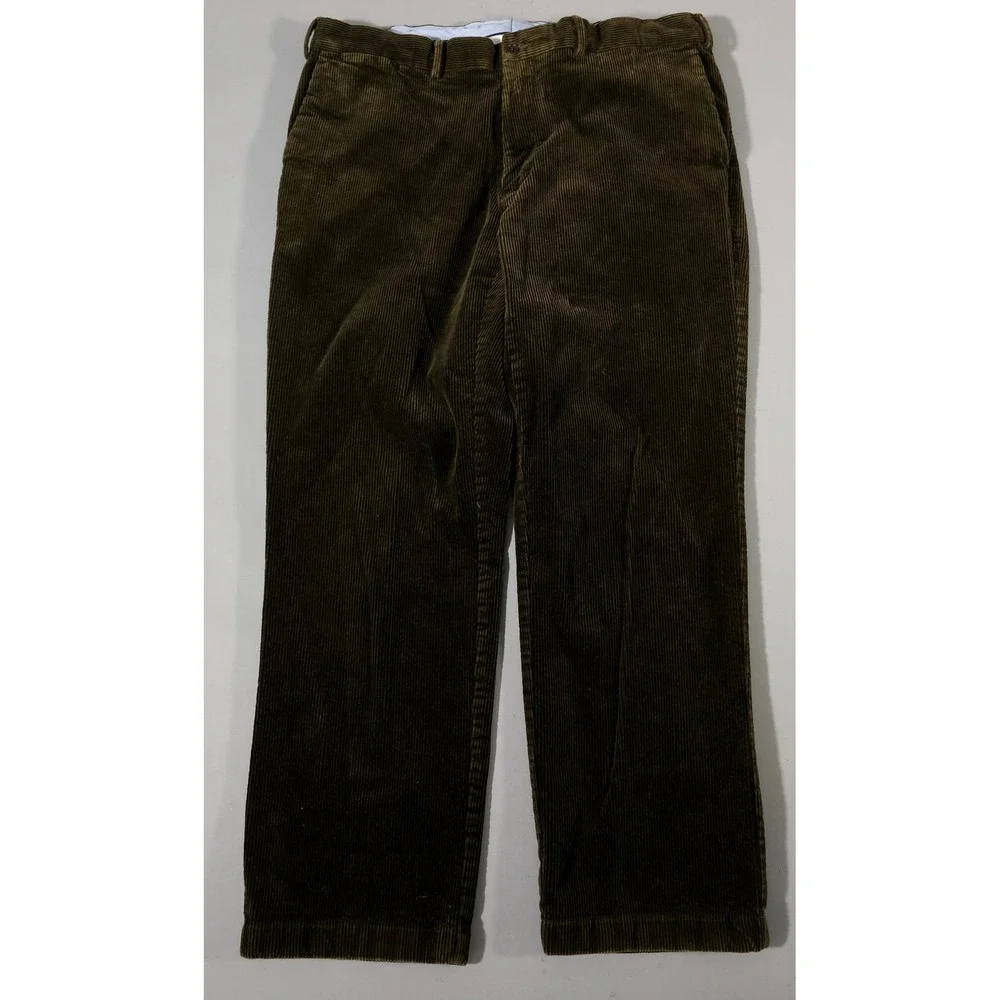 Polo Ralph Lauren Corduroy Pants Mens 38x30 Green Classic Fit Stretch Trousers‎